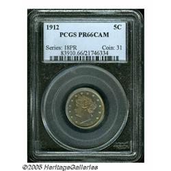 1912 5C PR66 Cameo PCGS. Sharply struck with love