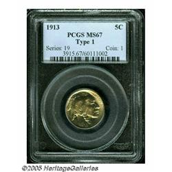1913 5C Type One MS67 PCGS. This razor-sharp Supe