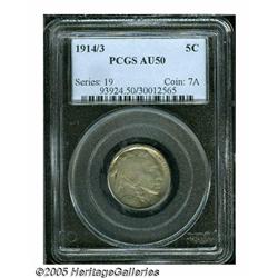 1914/3 5C AU50 PCGS. FS-014.87. It is believed th