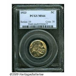 1923 5C MS66 PCGS. Scarce, not rare at the MS65 l