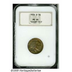 1924-D 5C MS64 NGC. Pastel rainbow toning overlay