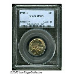 1928-D 5C MS65 PCGS. Copper-gold surfaces lend th