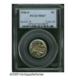 1936-S 5C MS67 PCGS. A remarkably preserved examp
