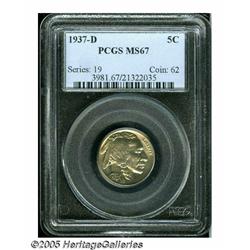 1937-D 5C MS67 PCGS. A Superb, fully struck coin 