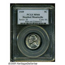 1939 5C Doubled MONTICELLO MS66 PCGS. FS-022. Fai