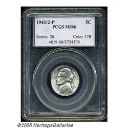 1943/2-P 5C MS66 PCGS. FS-028. Sharply struck, lu