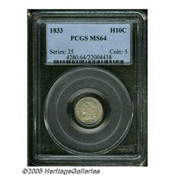 1833 H10C MS64 PCGS. V-3, LM-4.1, R.2. Light peac