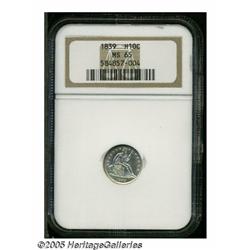 1839 H10C No Drapery MS65 NGC. Lustrous Gem examp