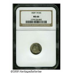 1839 H10C No Drapery MS66 NGC. V-1. Close, heavy 