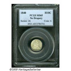 1840 H10C No Drapery MS65 PCGS. Silver-gray frost