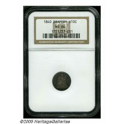 1840 H10C Drapery MS64 NGC. Deep violet centers w