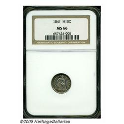 1841 H10C MS66 NGC. Golden obverse and light lila