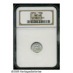 1856 H10C MS66 NGC. Lustrous white surfaces are s
