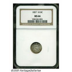 1857 H10C MS66 NGC. Lustrous surfaces reveal touc