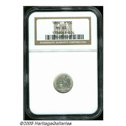 1864 H10C MS63 NGC. Lustrous, with surfaces that 