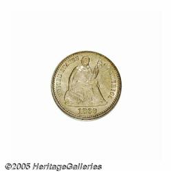 1869 H10C MS67 S NGC. Gently toned in apricot hue