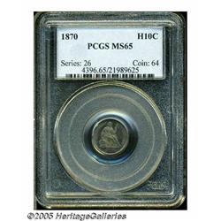 1870 H10C MS65 PCGS. With beautiful well preserve