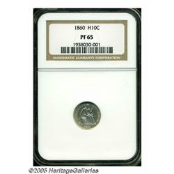 1860 H10C PR65 NGC. This lovely proof is virtuall