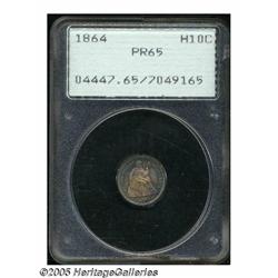 1864 H10C PR65 PCGS. Vivid-blue frames the violet
