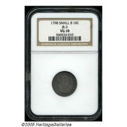 1798 10C Small 8 VG10 NGC. JR-3, R.5. An example 