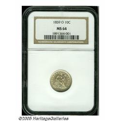 1859-O 10C MS64 NGC. Boldly struck and untoned, w