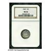 Image 3 : 1860 10C MS66 NGC. Slightly weak on Liberty's hea