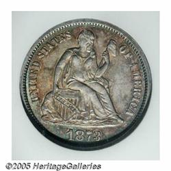 1873 10C Open 3 MS64 NGC. Fortin-102. An unherald