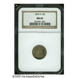 1876-S 10C MS65 NGC. Type One Reverse. Gem, with 