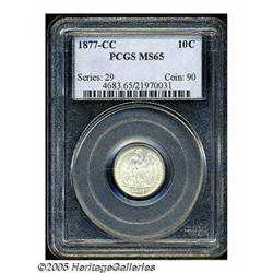 1877-CC 10C MS65 PCGS. Type Two Reverse. Lustrous