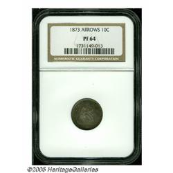 1873 10C Arrows PR64 NGC. Iridescent green, viole
