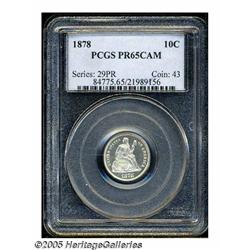 1878 10C PR65 Cameo PCGS. Lovely contrasting exam