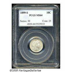 1899-S 10C MS64 PCGS. Light golden-yellow tonalit