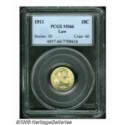 1911 10C MS66 PCGS. Ex: Law Collection. Well stru