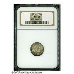 1914 10C MS66 NGC. Sharply struck and seemingly p