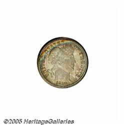 1910 10C PR67 PCGS. A colorfully toned Superb Gem