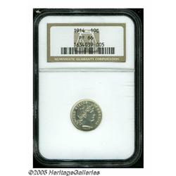 1914 10C PR66 NGC. Gorgeous proof example with fl