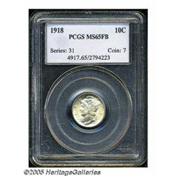 1918 10C MS65 Full Bands PCGS. Lustrous and light