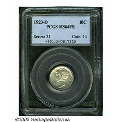 1920-D 10C MS64 Full Bands PCGS. Well struck exam