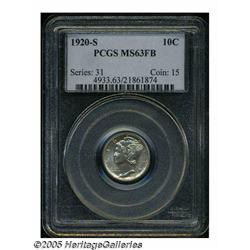 1920-S 10C MS63 Full Bands PCGS. Well struck exam