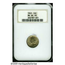 1921 10C MS64 Full Bands NGC. A popular, low mint