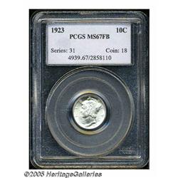 1923 10C MS67 Full Bands PCGS. Fully struck, high
