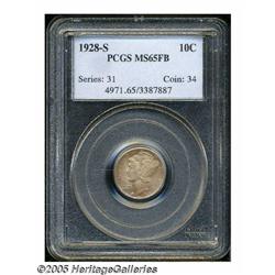 1928-S 10C MS65 Full Bands PCGS. Fully struck wit