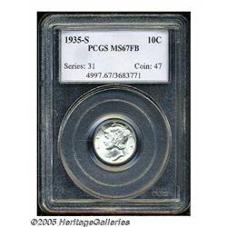 1935-S 10C MS67 Full Bands PCGS. Bright, untoned 