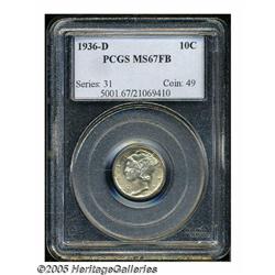 1936-D 10C MS67 Full Bands PCGS. Fully struck and