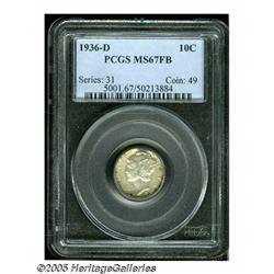 1936-D 10C MS67 Full Bands PCGS. Lovely example w