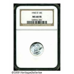 1943-D 10C MS68 Full Bands NGC. A brilliant and n