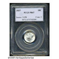 1937 10C PR67 PCGS. Fully struck with glittering,