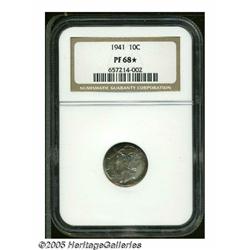 1941 10C PR68 S NGC. Superlative, with glassy sur