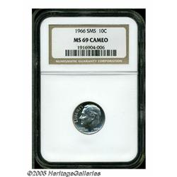1966 10C SMS MS69 Cameo NGC. The nearly flawless 