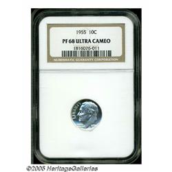 1955 10C PR68 Ultra Cameo NGC. Deeply frosted dev